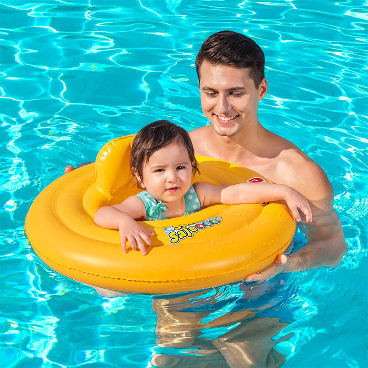 Bestway Uppblåsbar Flottör 3 Ringar Bebissäte 76x76 cm 1 till 2 år Trädgård, Pool, Strand 32050 - 3