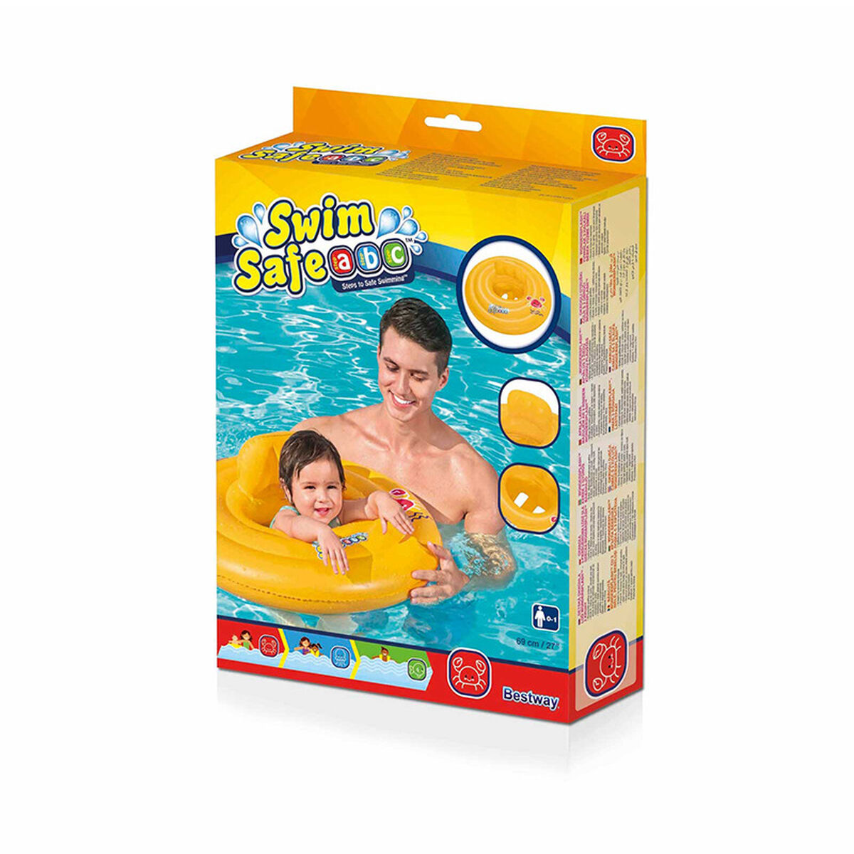 Bestway Uppblåsbar Flottör 3 Ringar Bebissäte 76x76 cm 1 till 2 år Trädgård, Pool, Strand 32050 - 2