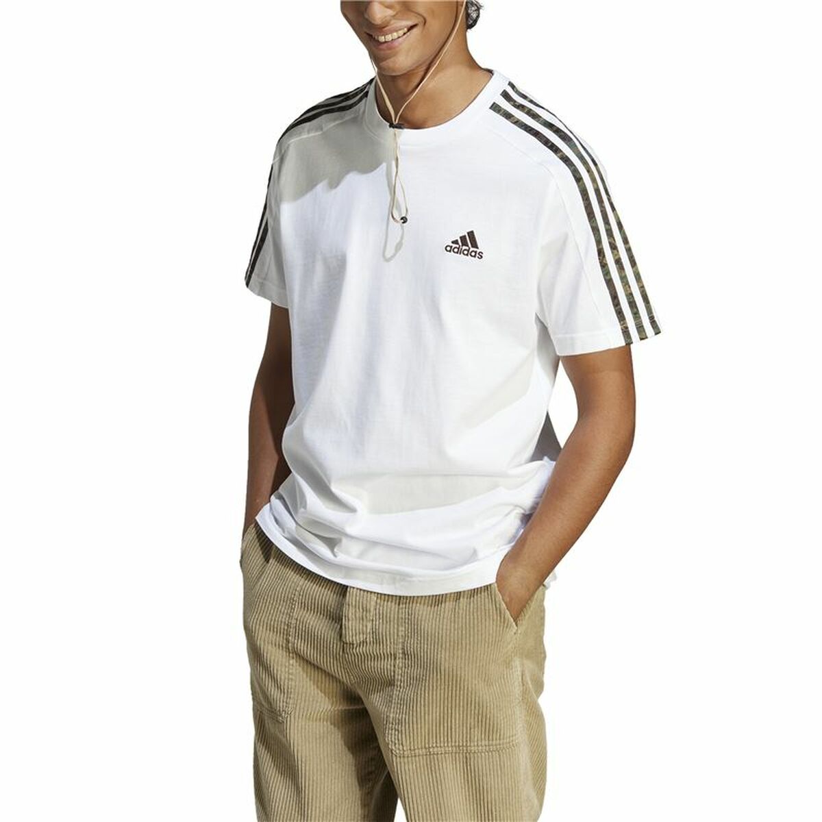 T-shirt med kortärm Herr Adidas Essentials Single 3S Vit - 3