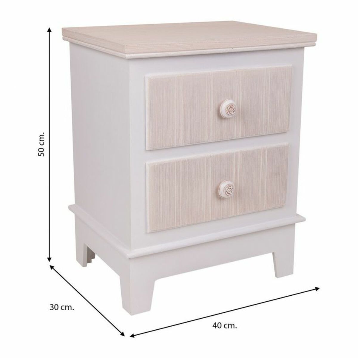 Nattduksbord Alexandra House Living Vit 30 x 50 x 40 cm - 5