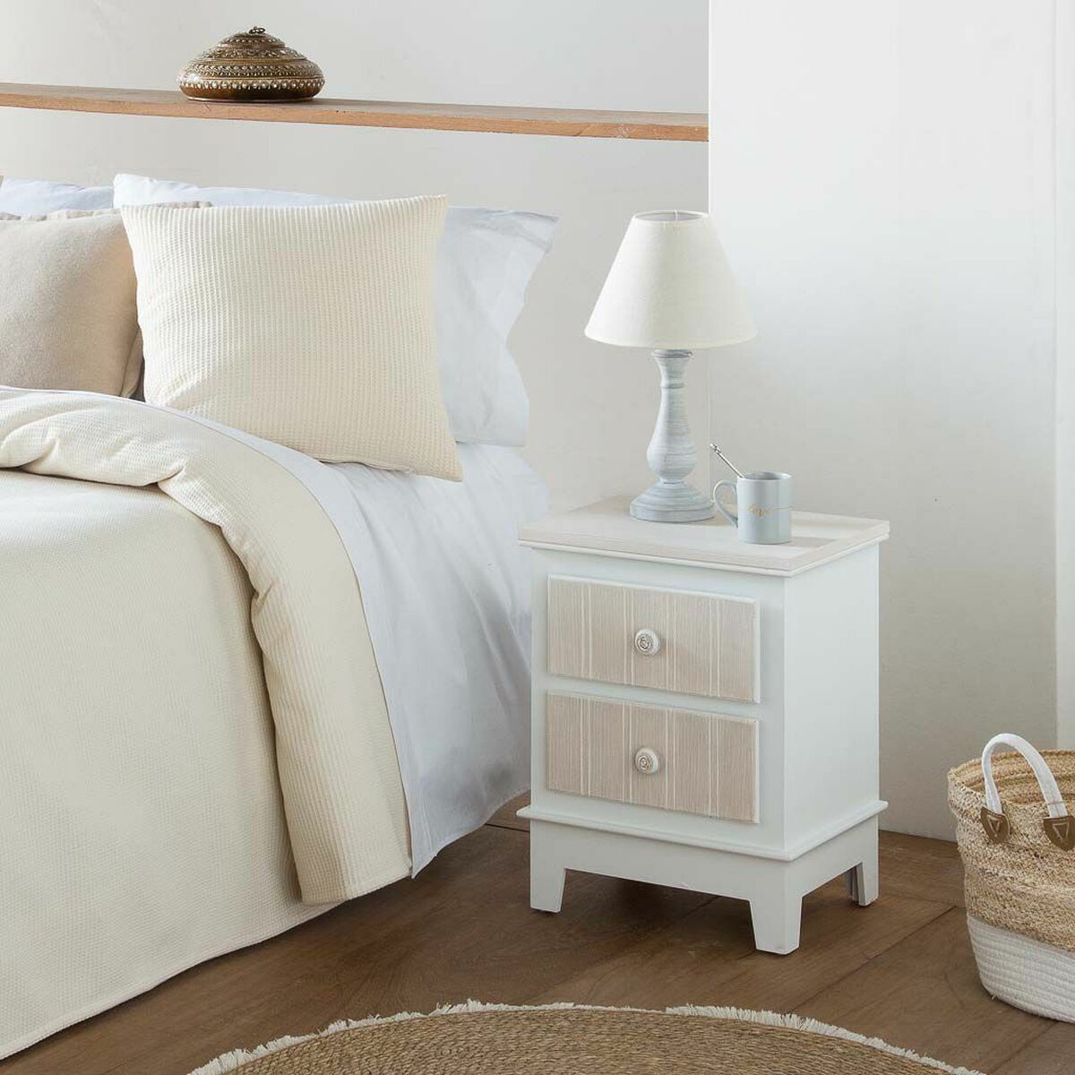 Nattduksbord Alexandra House Living Vit 30 x 50 x 40 cm - 2
