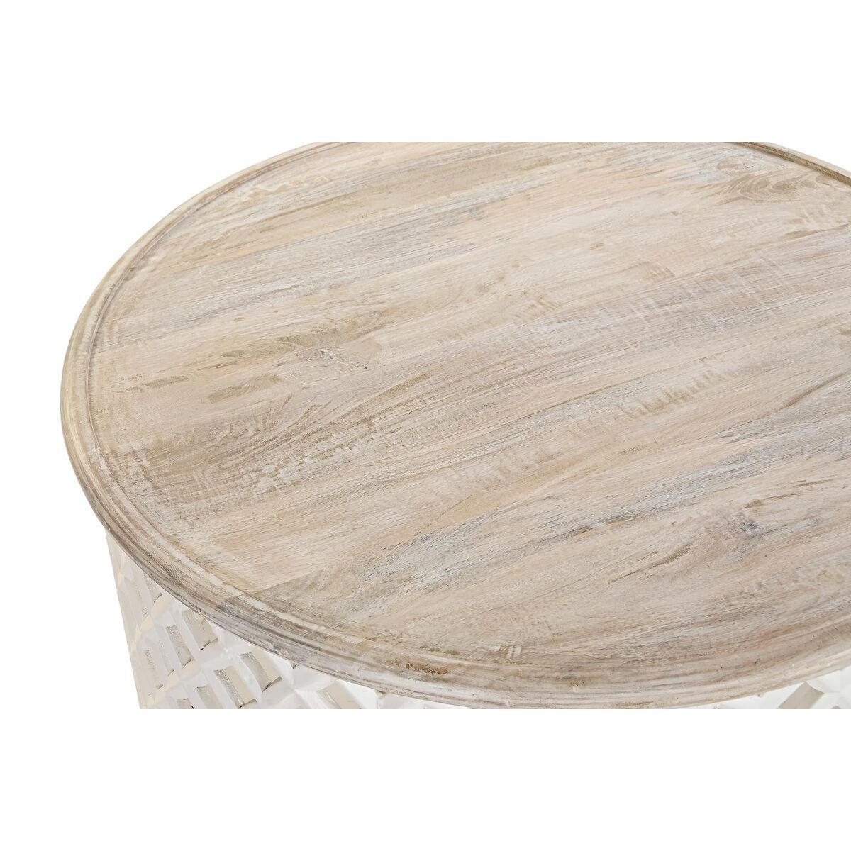 Soffbord DKD Home Decor Vit Naturell Aluminium Mangoträ 81 x 81 x 45 cm - 3