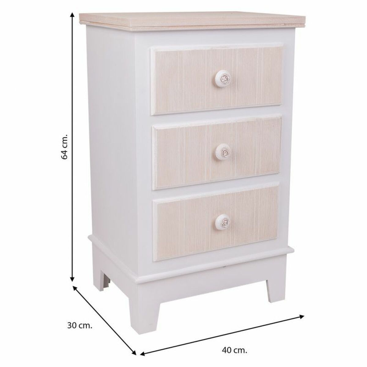 Nattduksbord Alexandra House Living Vit 30 x 64 x 40 cm - 5