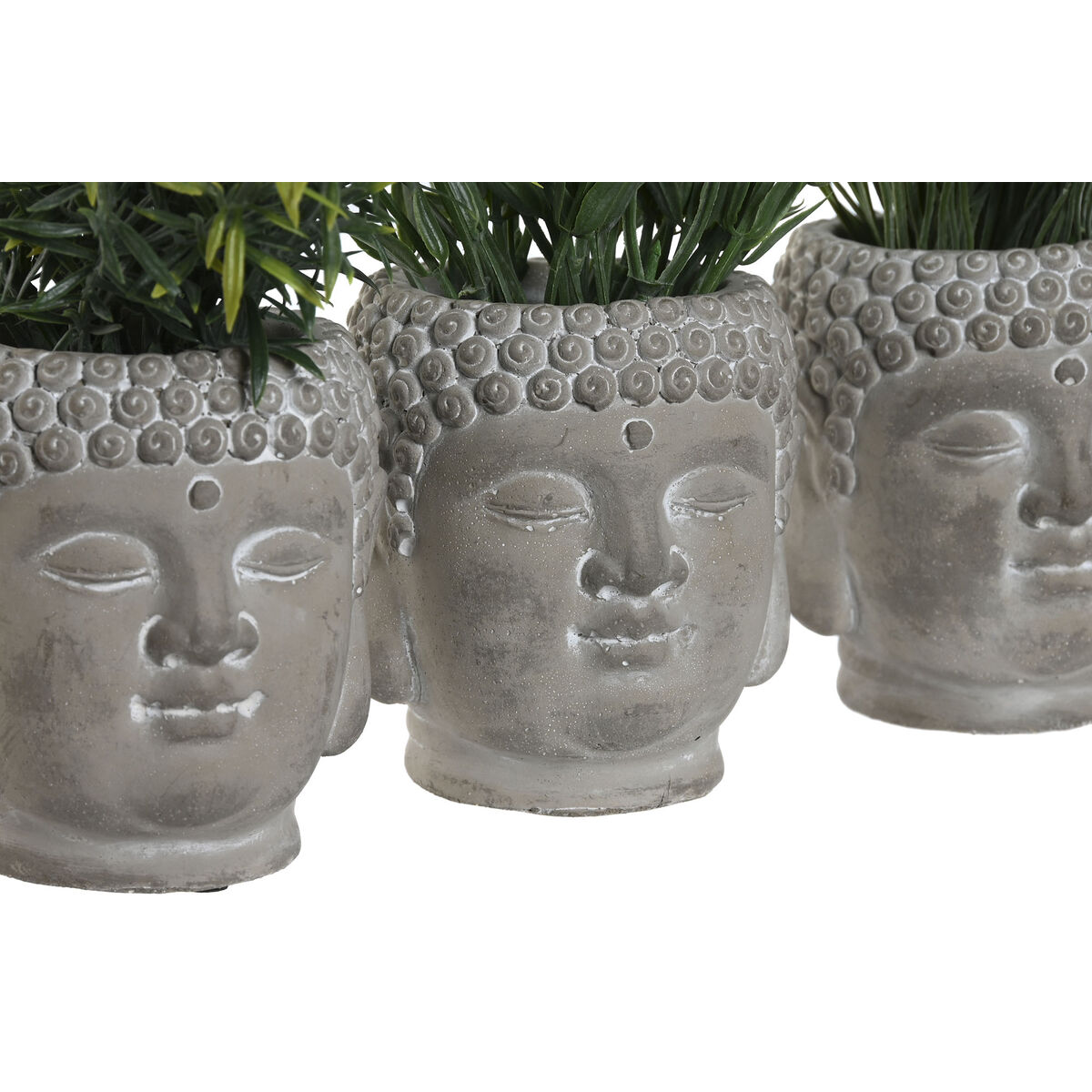 Dekorativ växt Home ESPRIT Polyetylen Cement Buddha 10 x 10 x 21 cm (3 antal) - 3