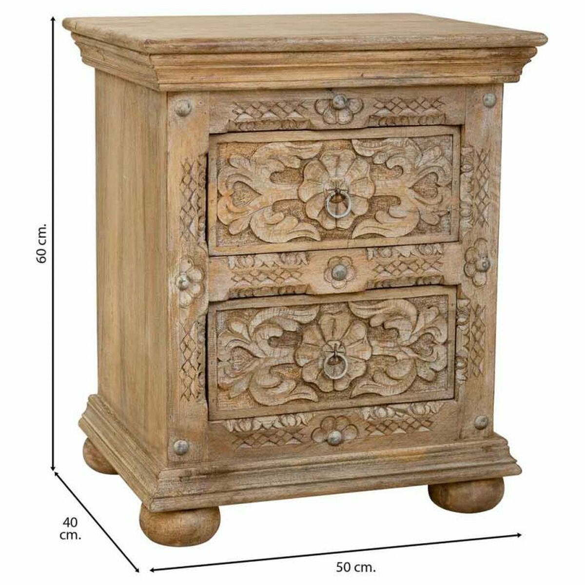 Nattduksbord Alexandra House Living Brun 40 x 60 x 50 cm - 4