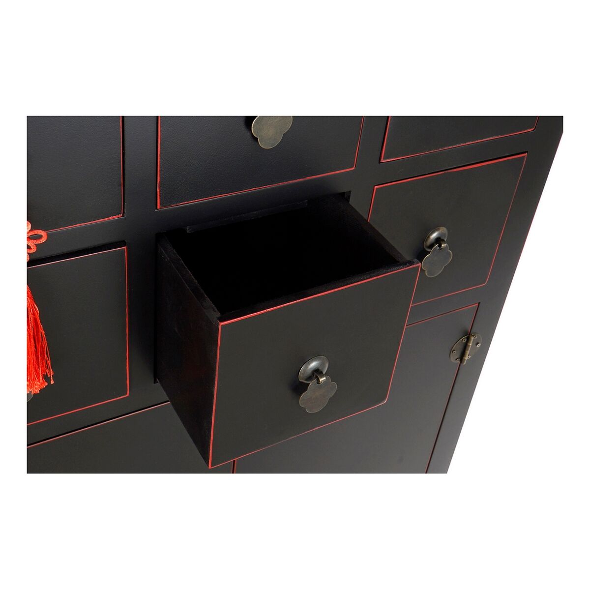 Byrå DKD Home Decor Svart Röd Multicolour Gran Trä MDF Orientalisk 63 x 27 x 101 cm - 4