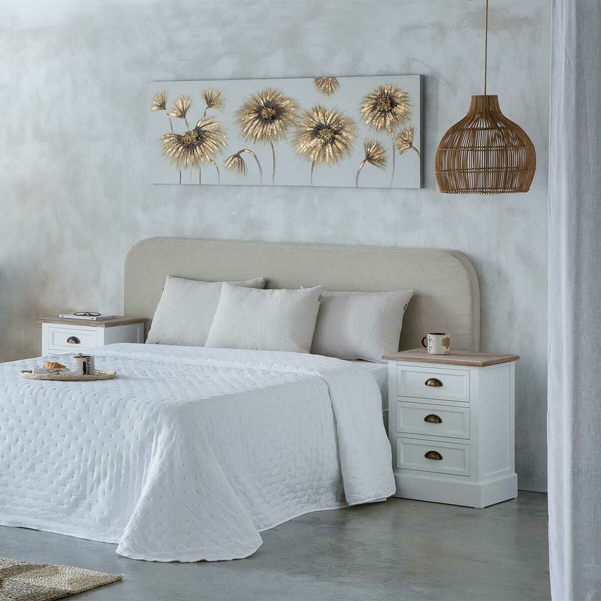 Nattduksbord Alexandra House Living Vit Brun 35 x 60 x 45 cm - 3