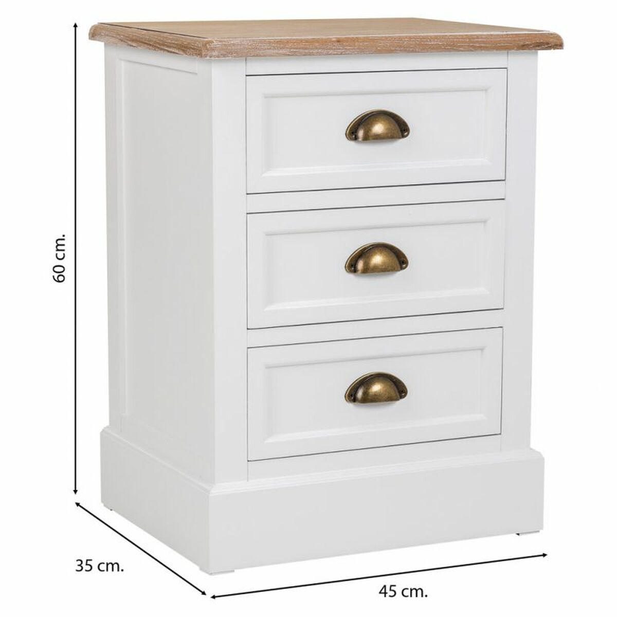 Nattduksbord Alexandra House Living Vit Brun 35 x 60 x 45 cm - 5
