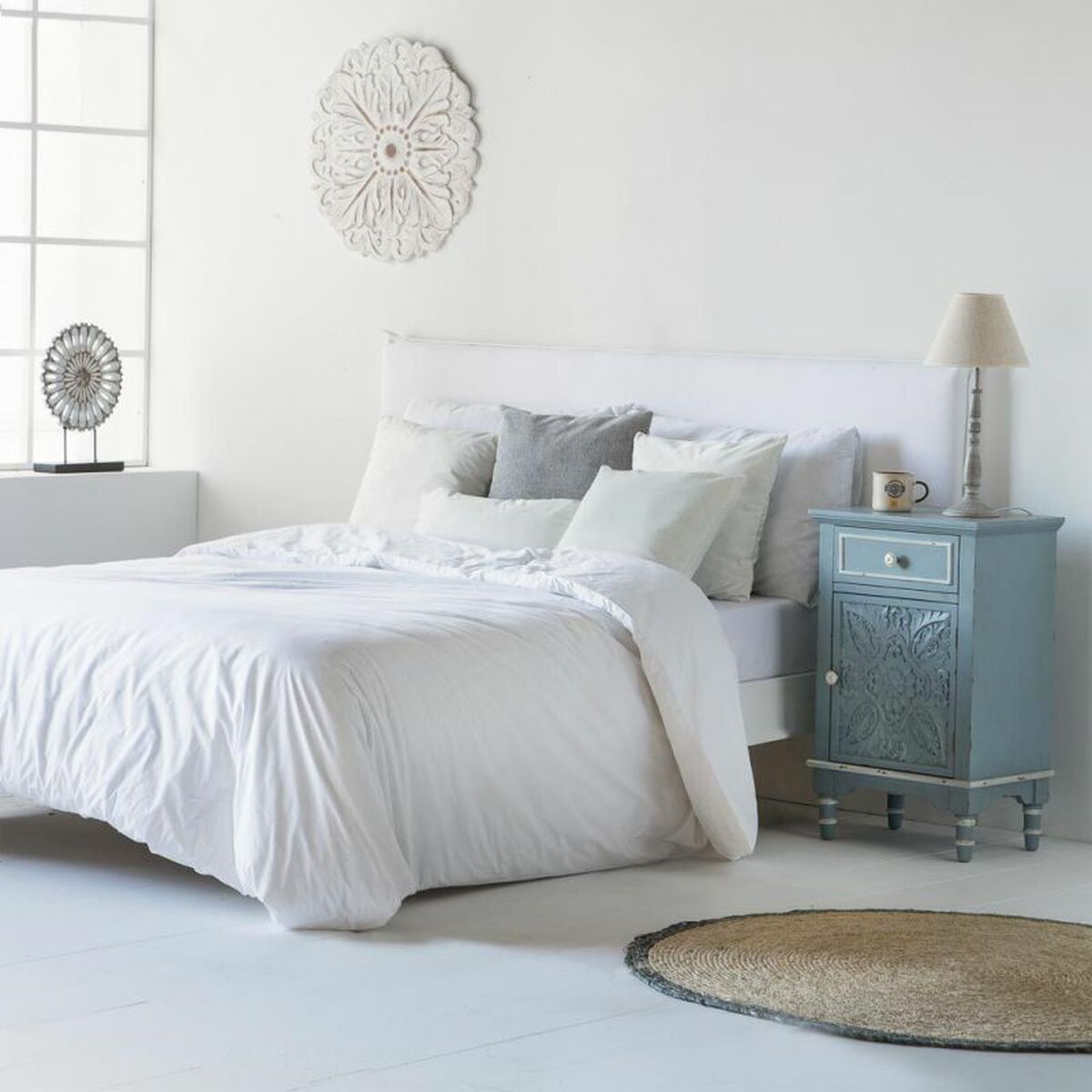Nattduksbord Alexandra House Living Blå Vit 32 x 74 x 46 cm - 3