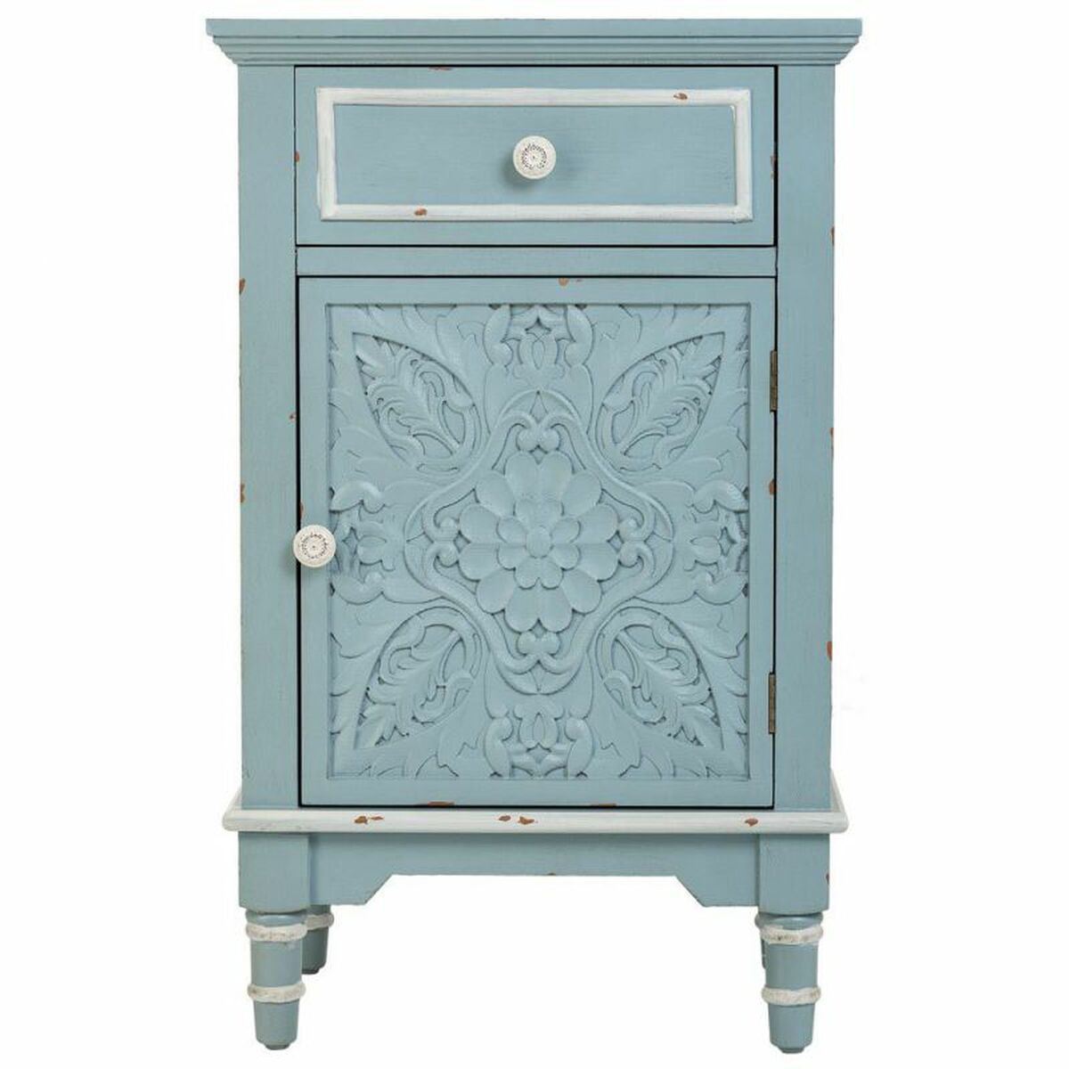 Nattduksbord Alexandra House Living Blå Vit 32 x 74 x 46 cm - 5