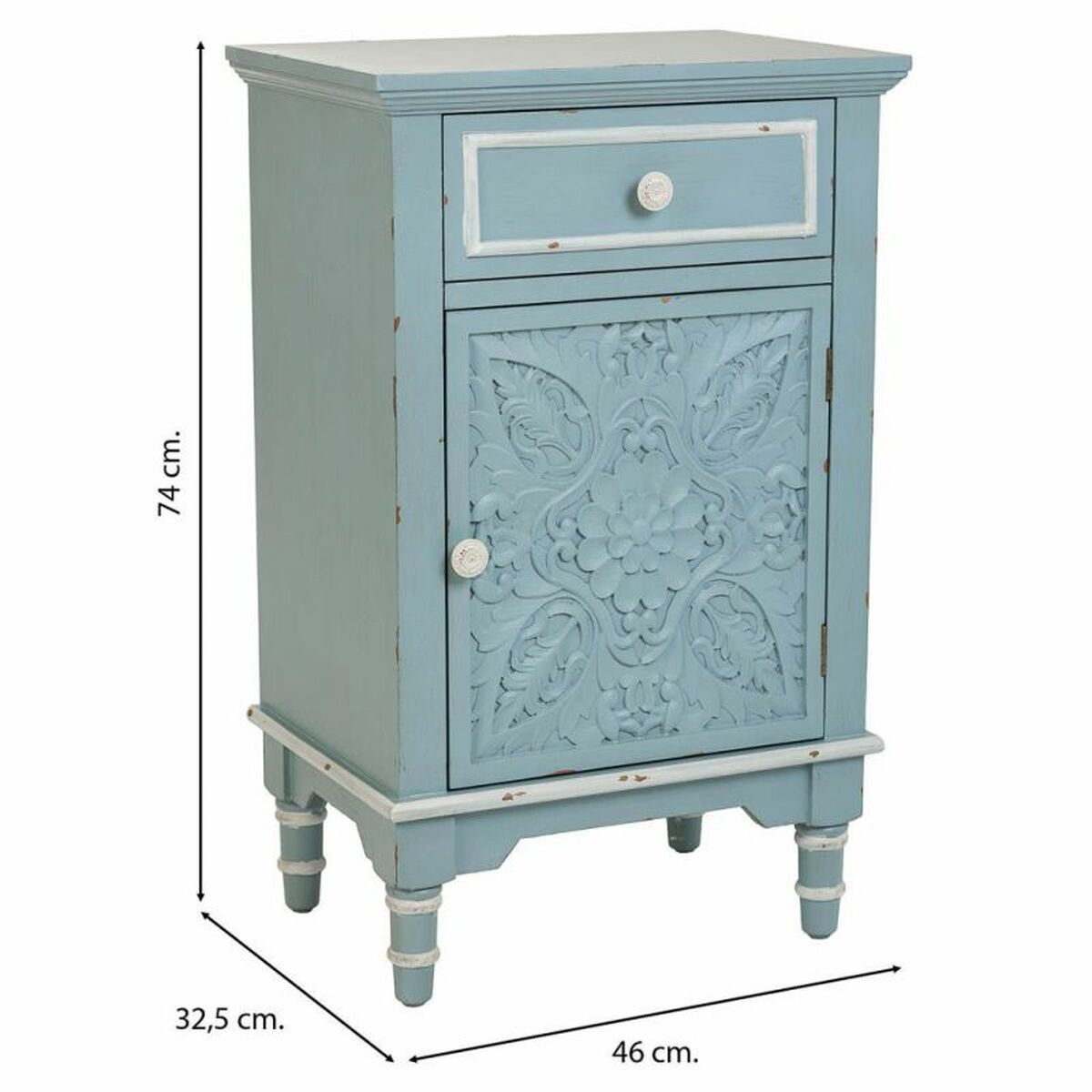 Nattduksbord Alexandra House Living Blå Vit 32 x 74 x 46 cm - 4