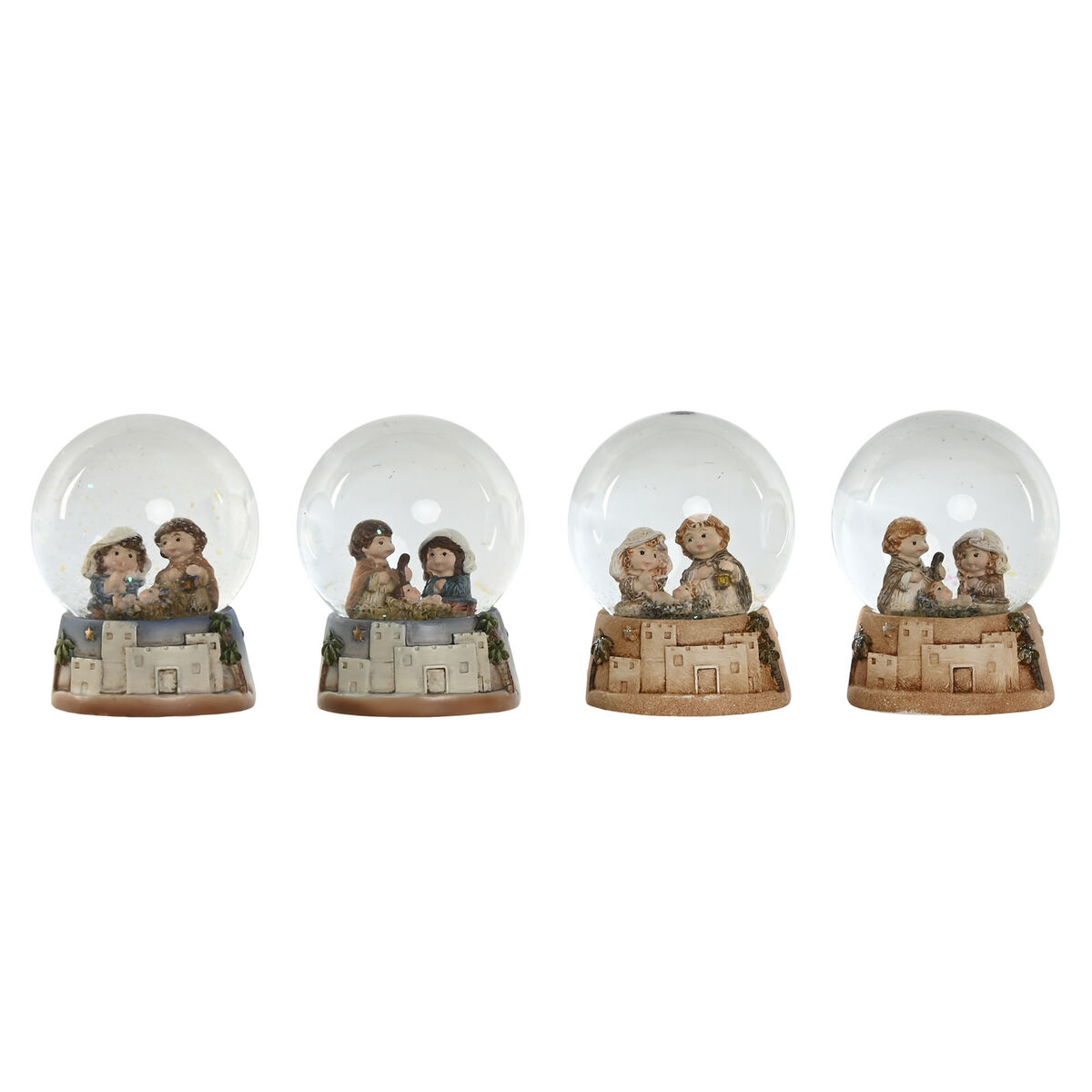 Julkrubba-set Home ESPRIT Multicolour Harts Aluminium Glas 8 x 8 x 10 cm (4 antal)