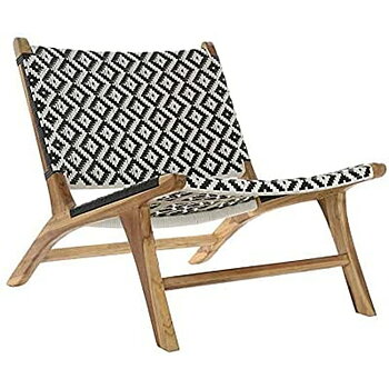 Kerti szék DKD Home Decor Vit Svart Naturell PVC Teak 65 x 80 x 68 cm