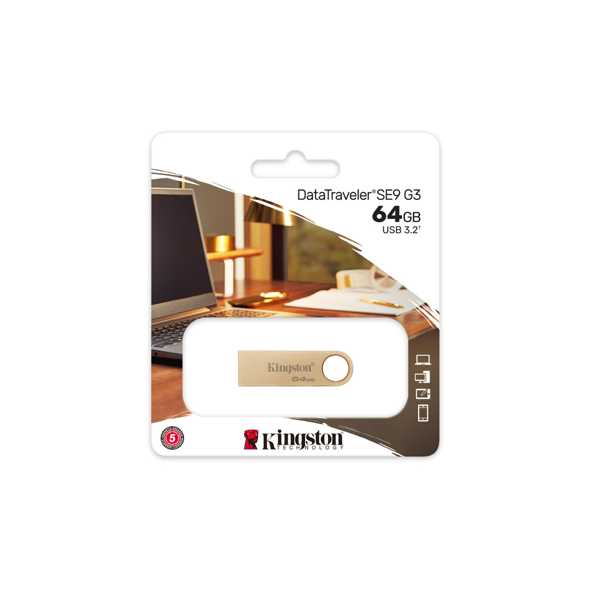 USB-minne Kingston SE9 G3 Guld 64 GB (1 antal) - 3