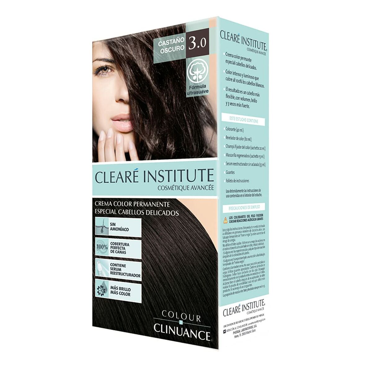Permanent hårfäg - creme Clearé Institute Colour Clinuance Nº 3.0-castaño oscuro (1 antal)