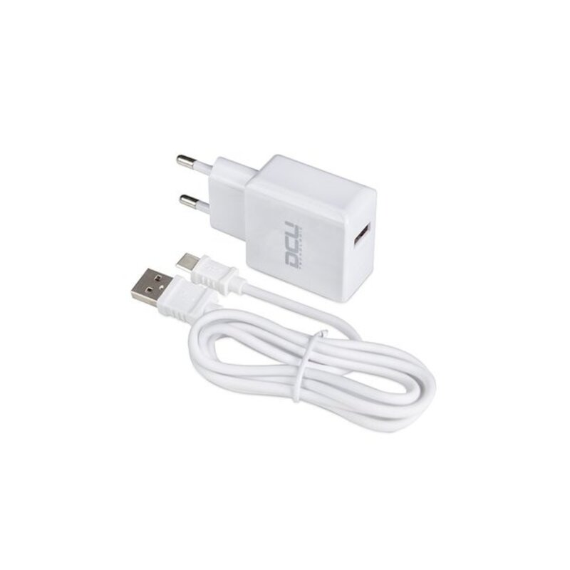 Väggladdare + USB A till USB C Kabel DCU 66826 Vit (1 m)