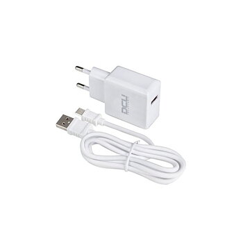 Väggladdare + USB A till USB C Kabel DCU 66826 Vit (1 m)
