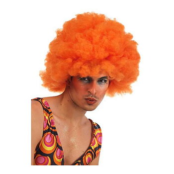 Peruk med lockigt hår Multicolour Orange