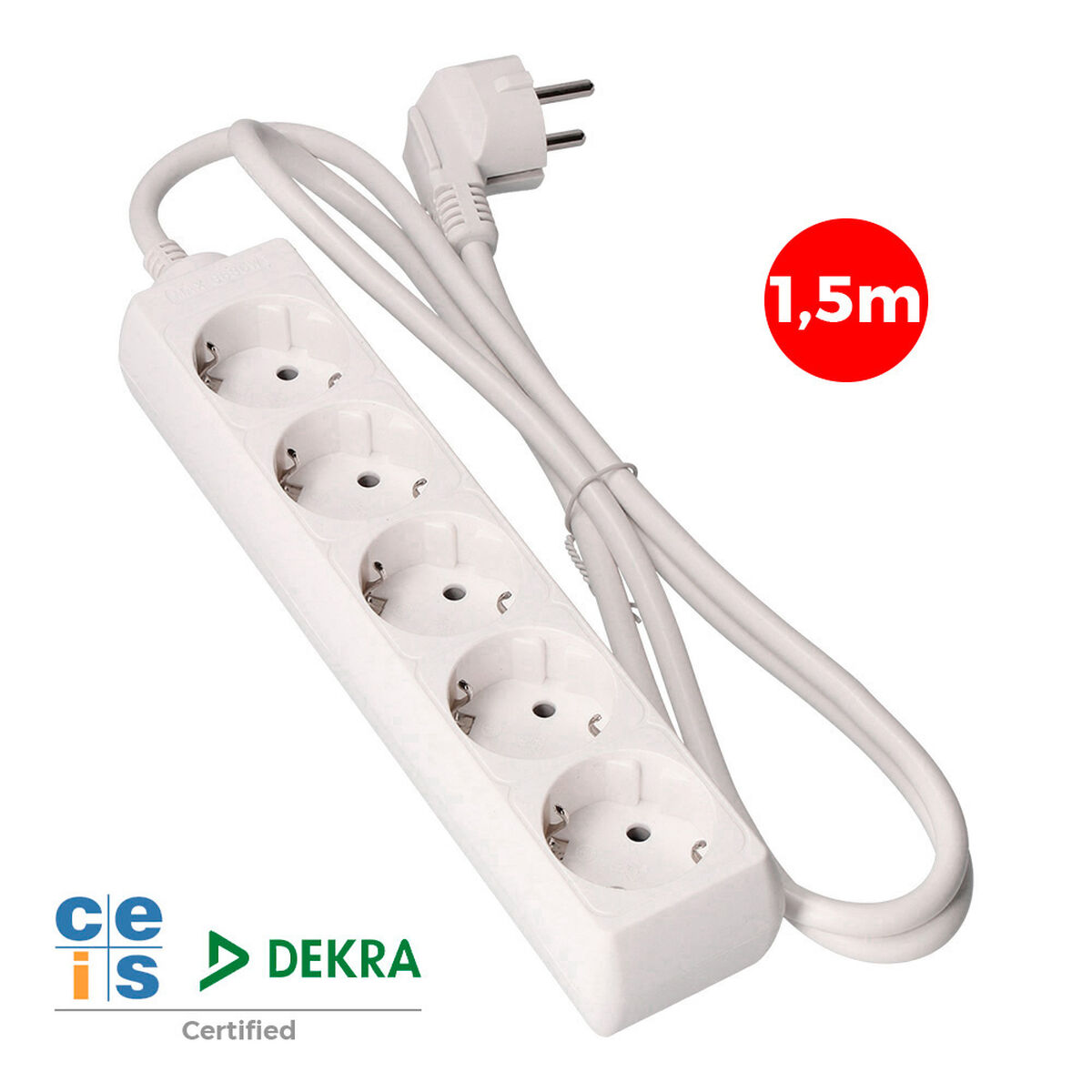 Ellist 5 Tomas-uttag utan brytare EDM 41005 Schuko (1,5 m) - 3