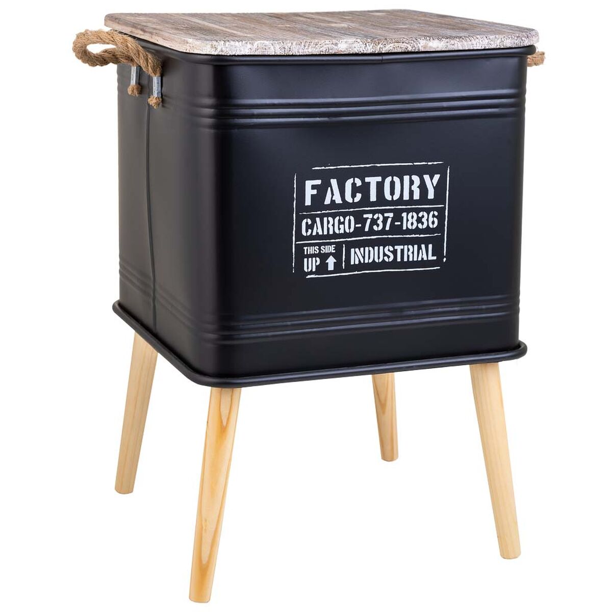 Nattduksbord Alexandra House Living Svart 41 x 41 x 61 cm