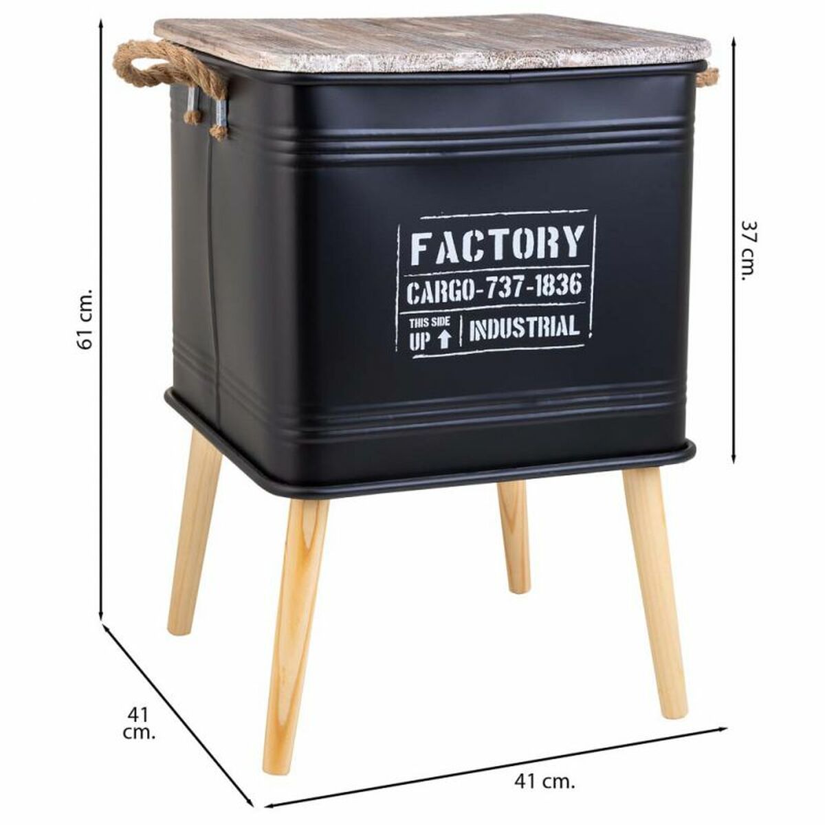 Nattduksbord Alexandra House Living Svart 41 x 41 x 61 cm - 4