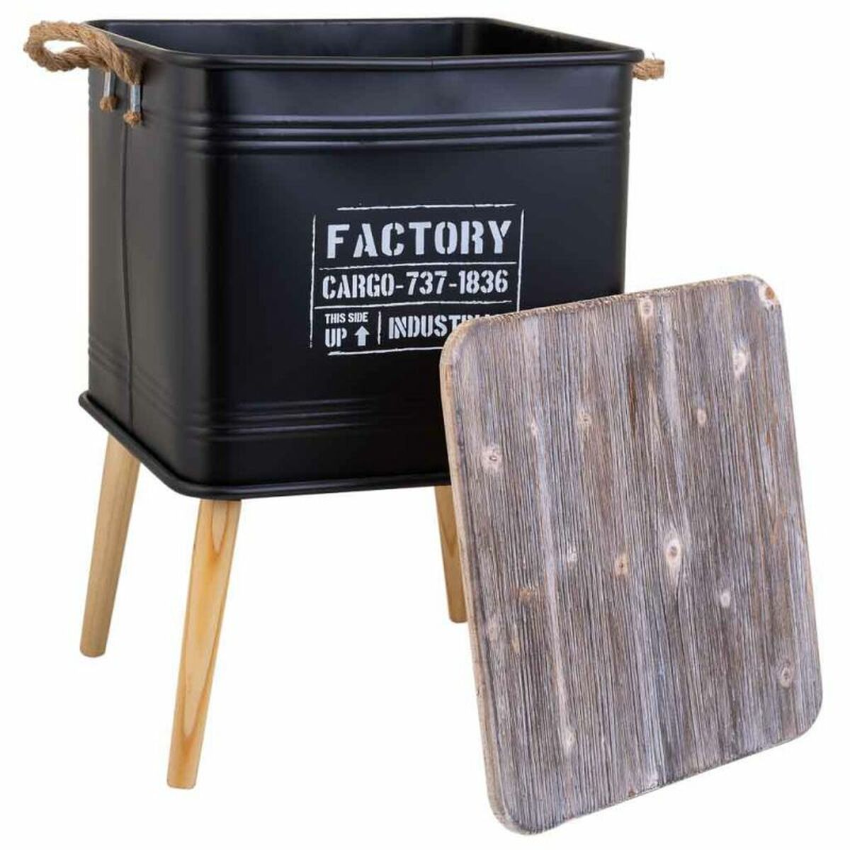 Nattduksbord Alexandra House Living Svart 41 x 41 x 61 cm - 6