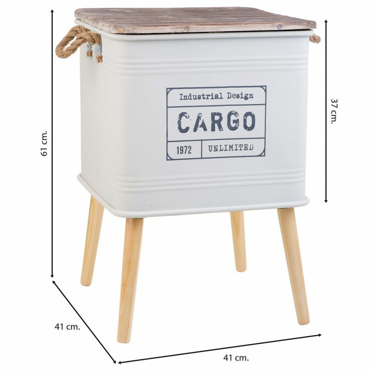 Nattduksbord Alexandra House Living Vit 41 x 41 x 61 cm - 4