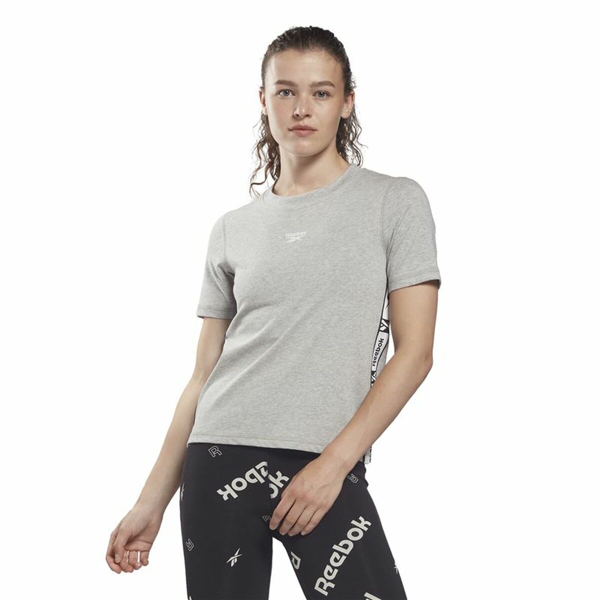 T-shirt med kortärm Dam Reebok Tape Pack Grå - 2