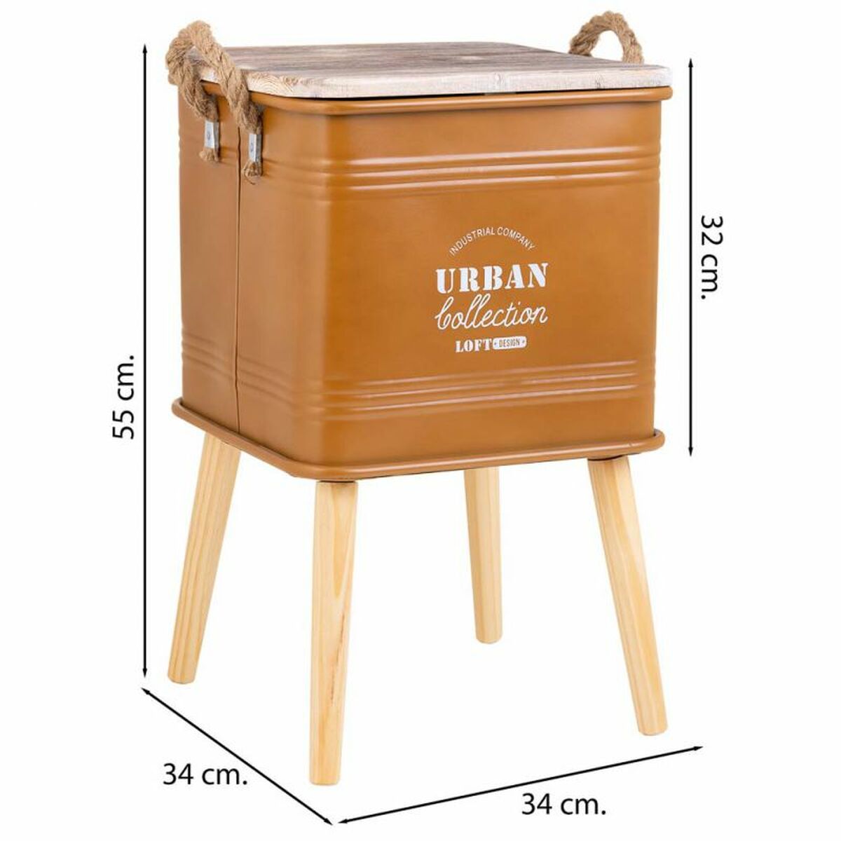 Nattduksbord Alexandra House Living Brun 34 x 34 x 55 cm - 3