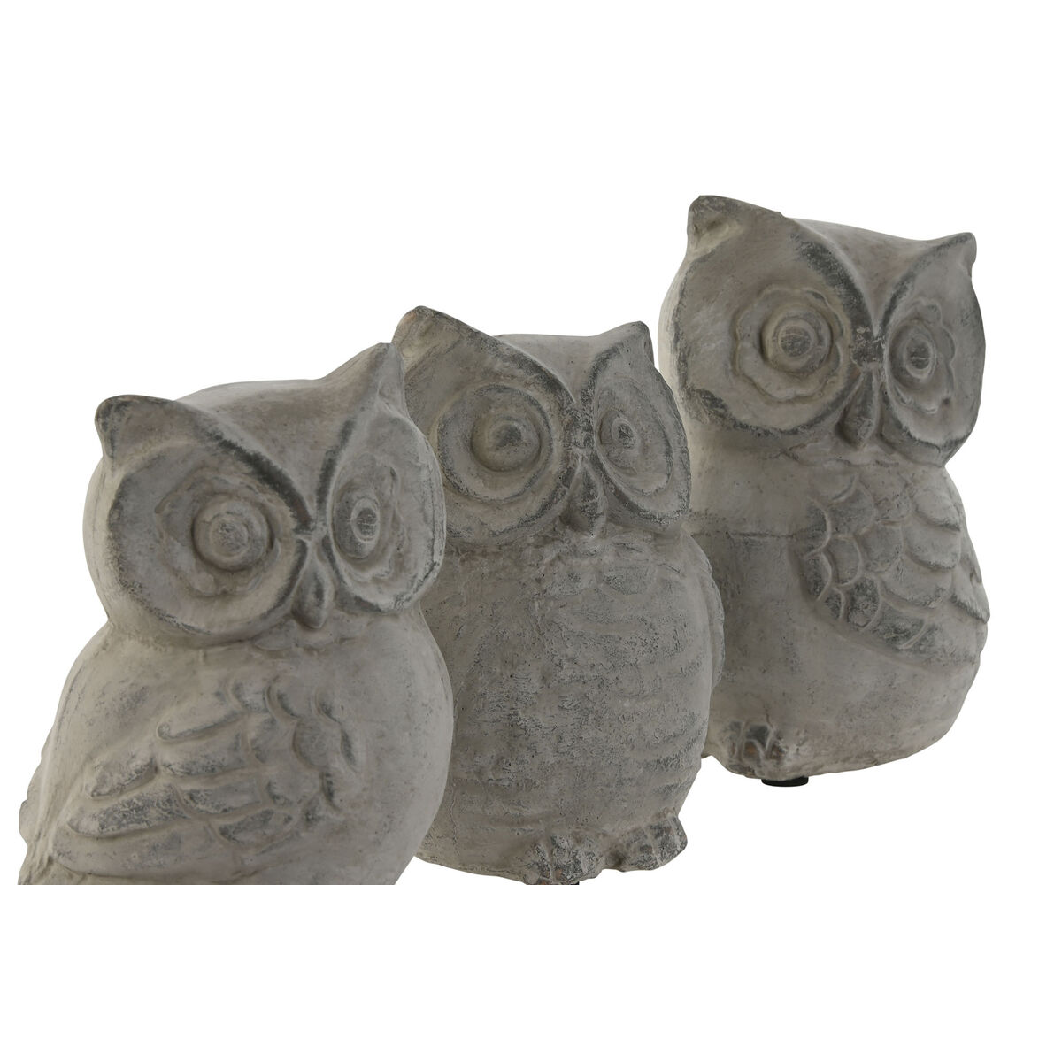 Prydnadsfigur Home ESPRIT Grå Uggla Antikbehandlad 10 x 9 x 14 cm (3 antal) - 3