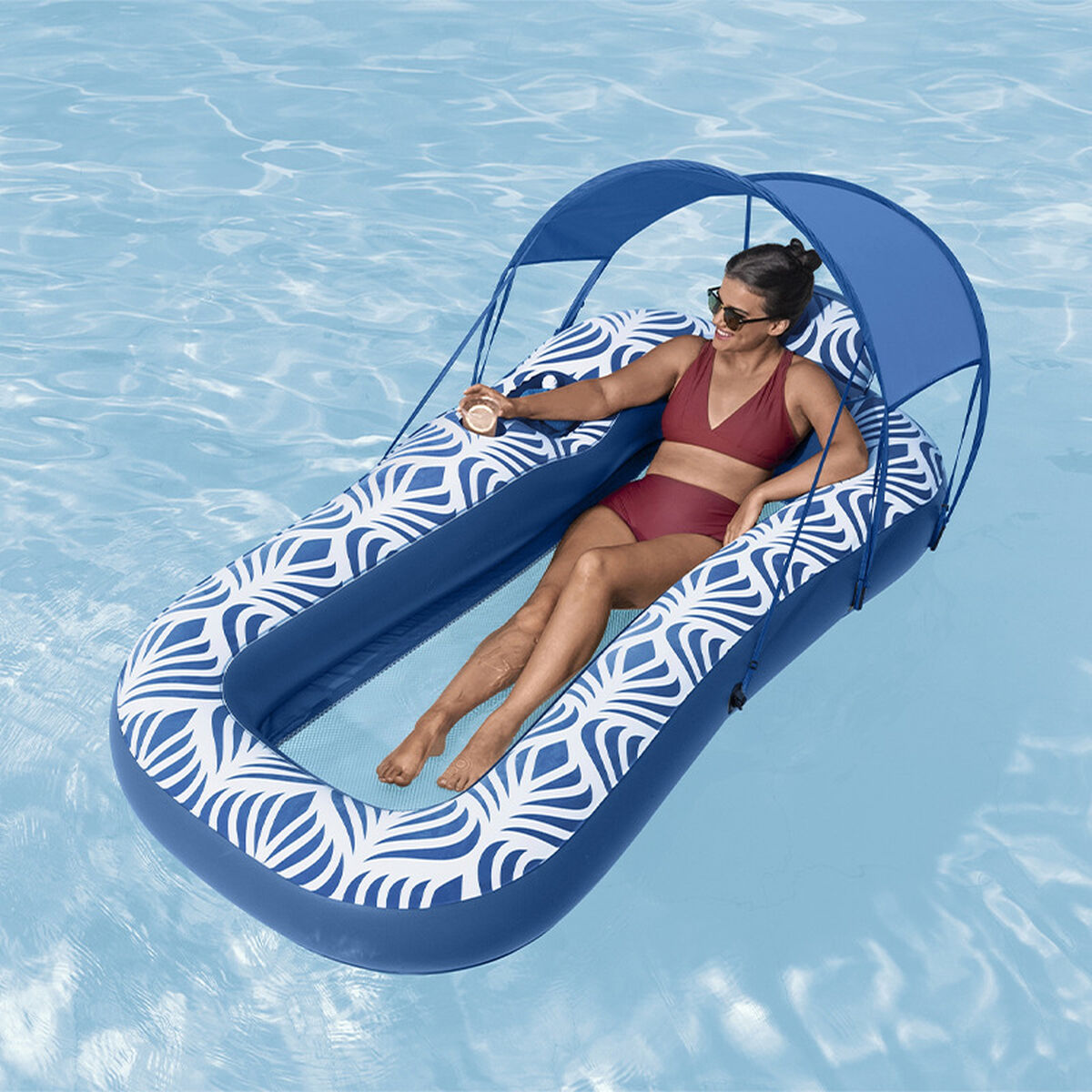 Bestway Luftmadrass med Parasoll Comfort Plush 198x112 cm Strand och Pool 43732 - 3