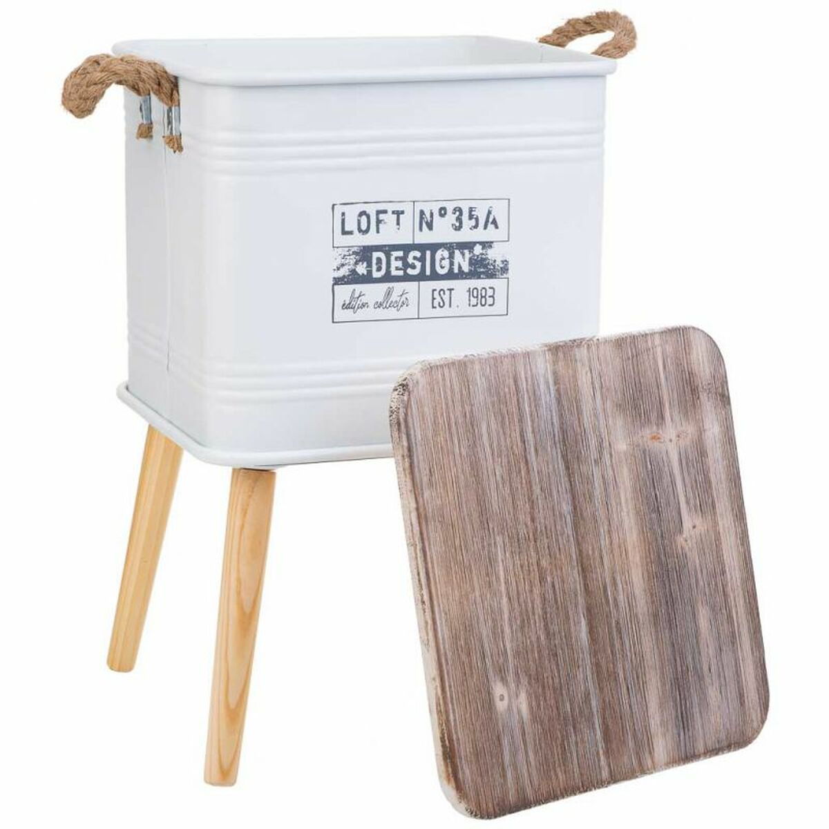 Nattduksbord Alexandra House Living Grå 34 x 34 x 55 cm - 6