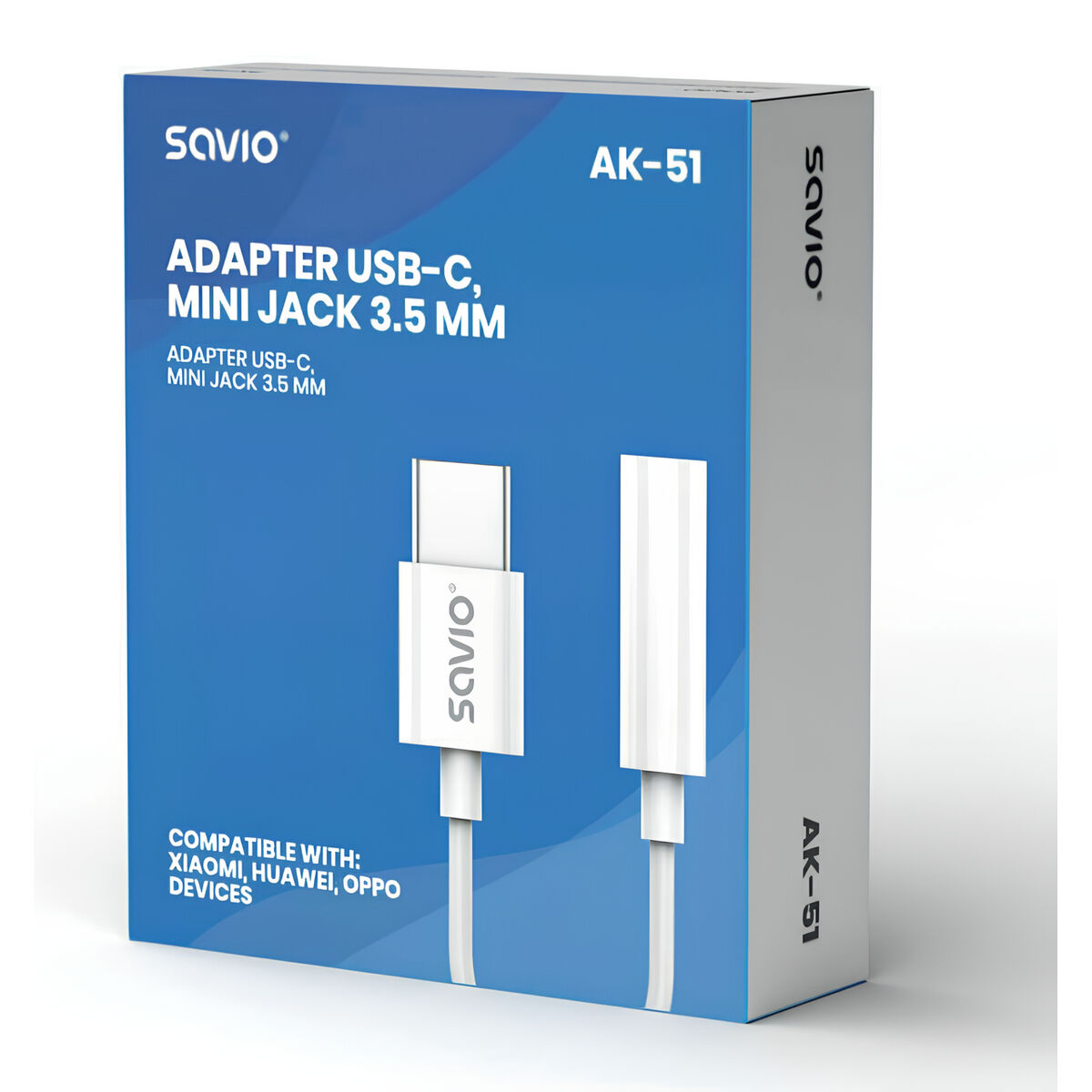 USB-C till Jack 3.5 mm Adapter Savio AK-51 Vit 11 cm - 5