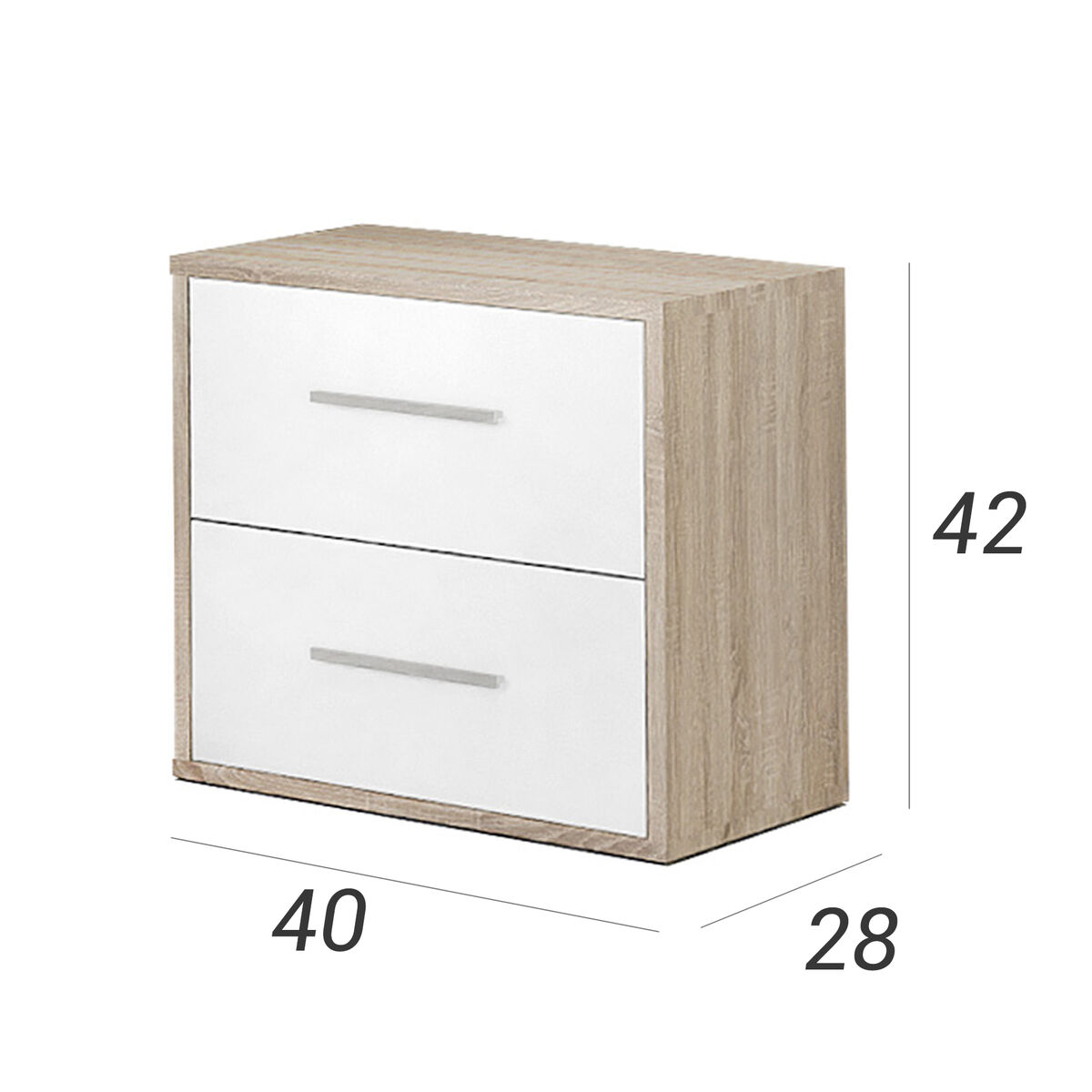 Nattduksbord Alexandra House Living Vit Metall Trä MDP 40 x 41 x 28 cm 2 lådor - 3