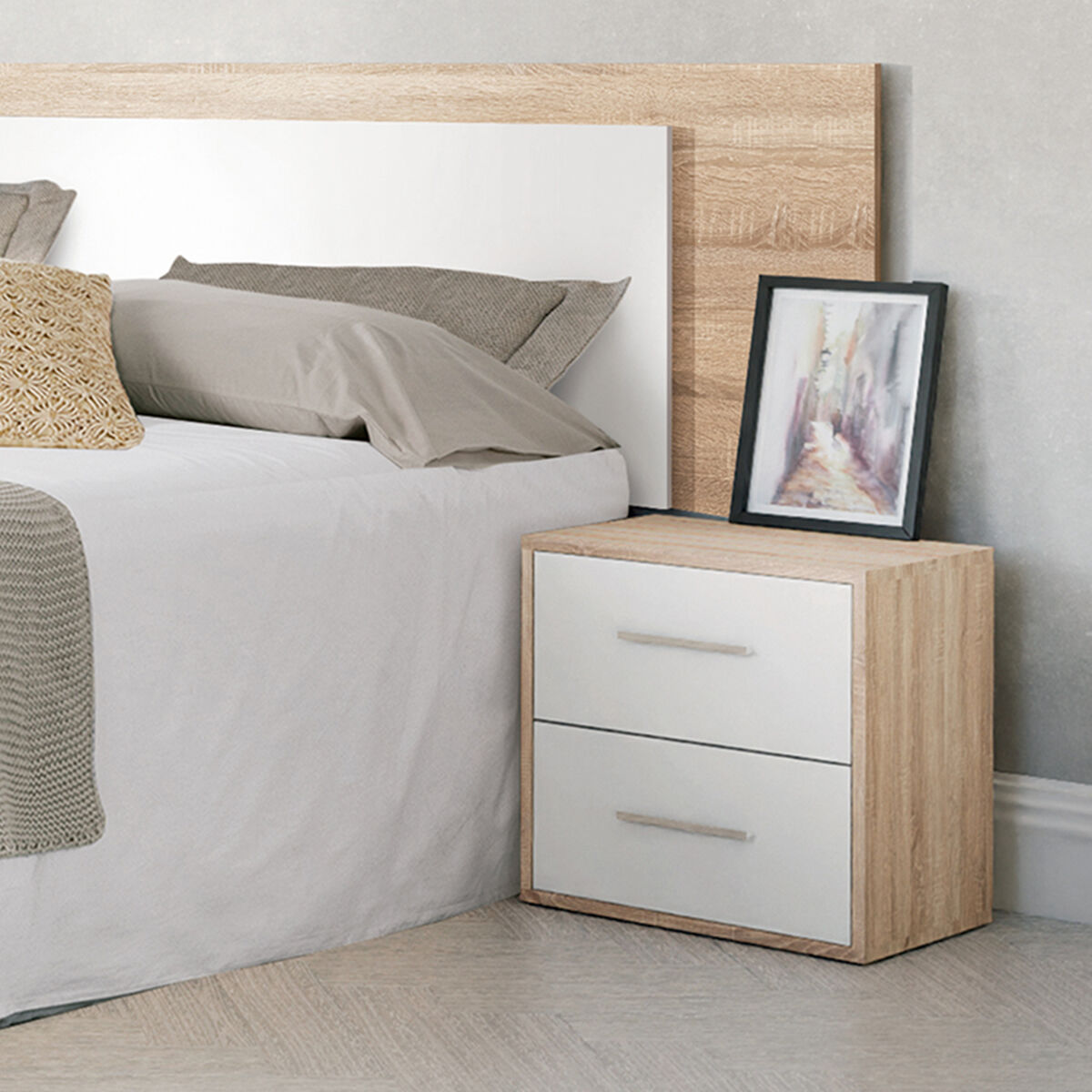 Nattduksbord Alexandra House Living Vit Metall Trä MDP 40 x 41 x 28 cm 2 lådor - 2