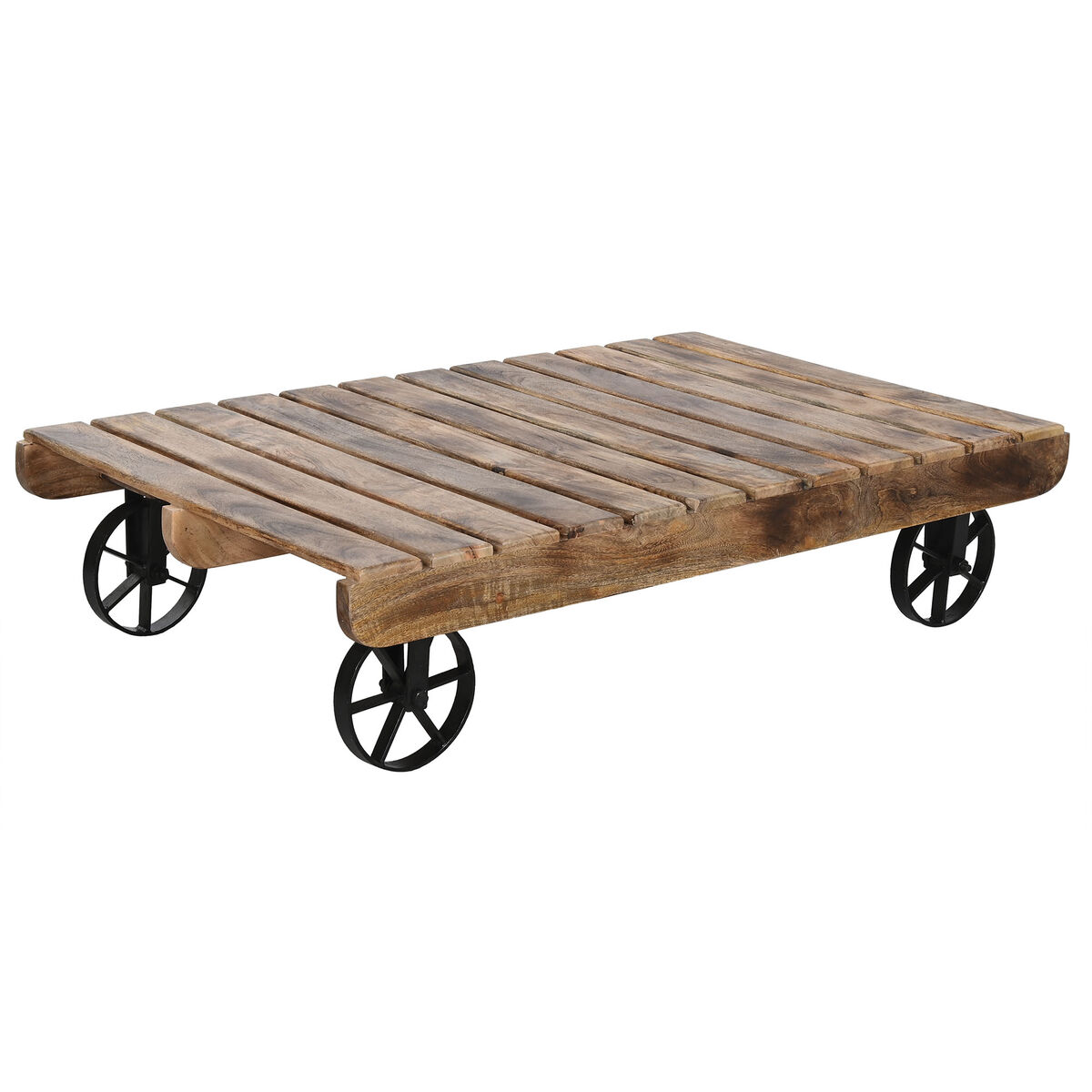 Soffbord Home ESPRIT Svart Naturell Metall Mangoträ 130 x 80 x 32 cm