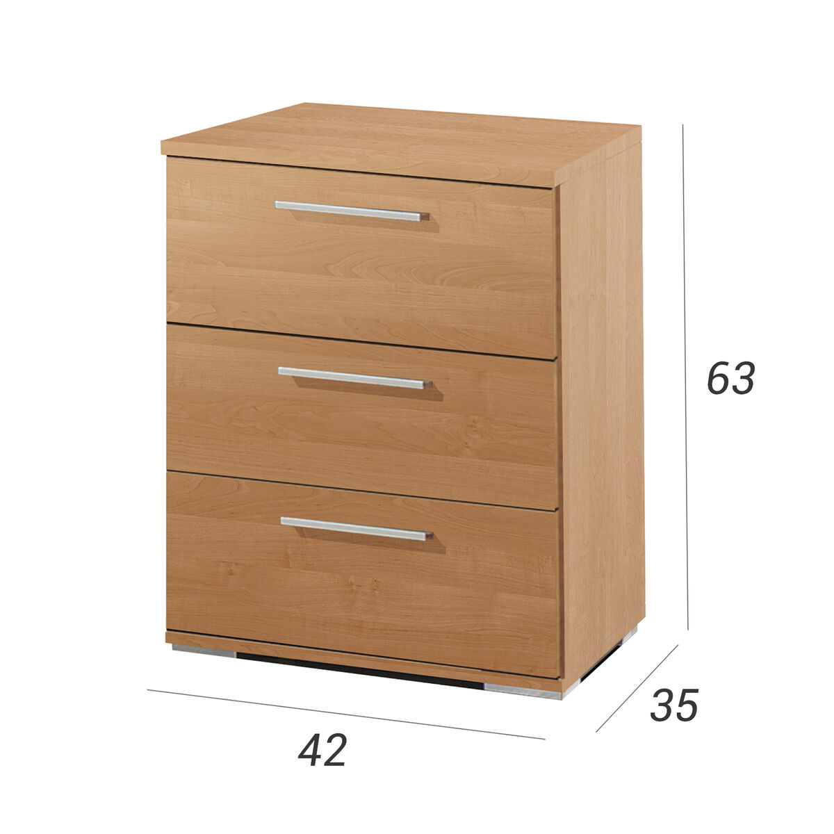Nattduksbord Alexandra House Living Körsbärsträd Metall Trä MDP 41 x 62 x 35 cm 3 lådor - 4