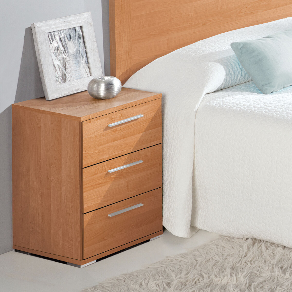 Nattduksbord Alexandra House Living Körsbärsträd Metall Trä MDP 41 x 62 x 35 cm 3 lådor - 2