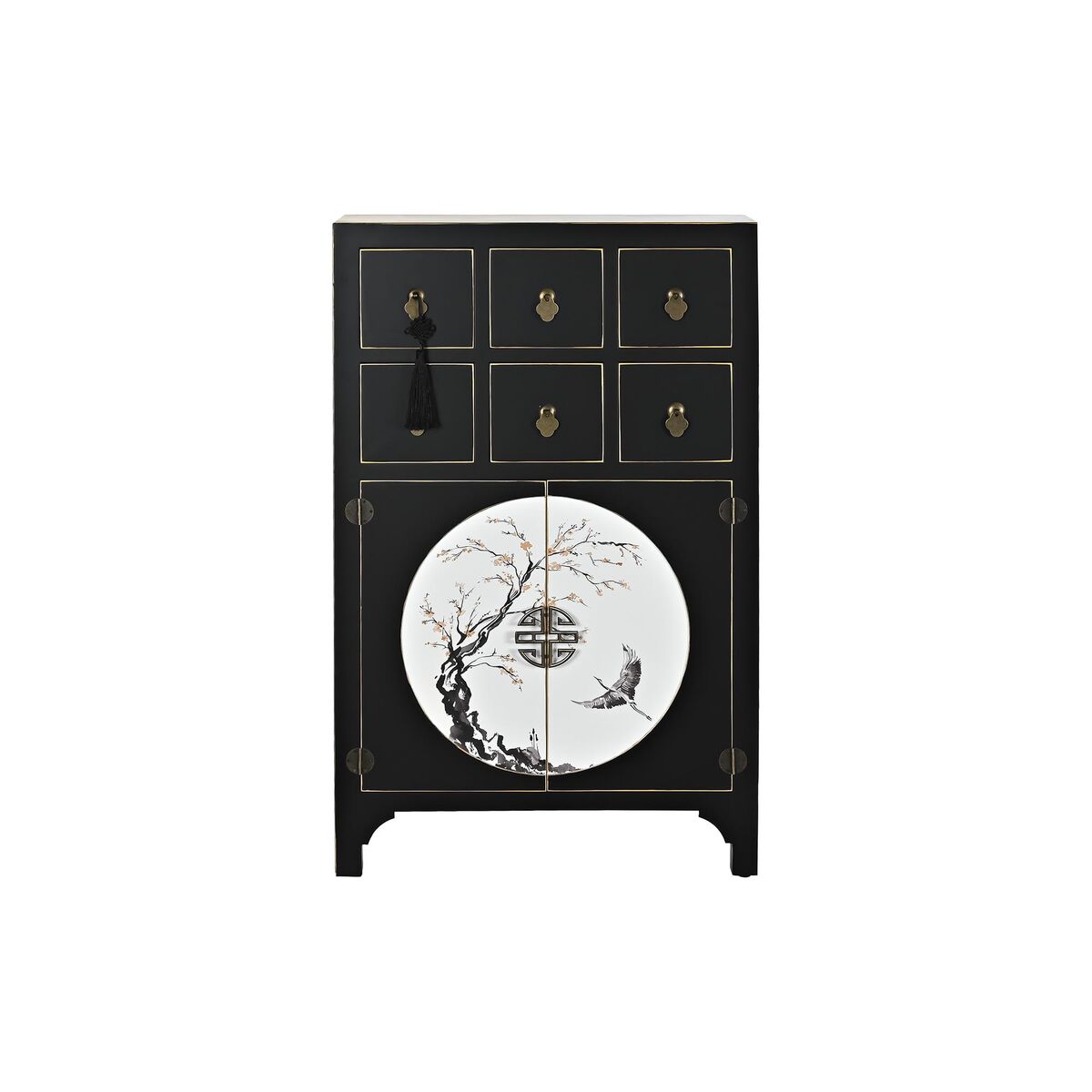 Byrå DKD Home Decor Svart Gyllene Gran Trä MDF Orientalisk 63 x 28 x 101 cm - 3