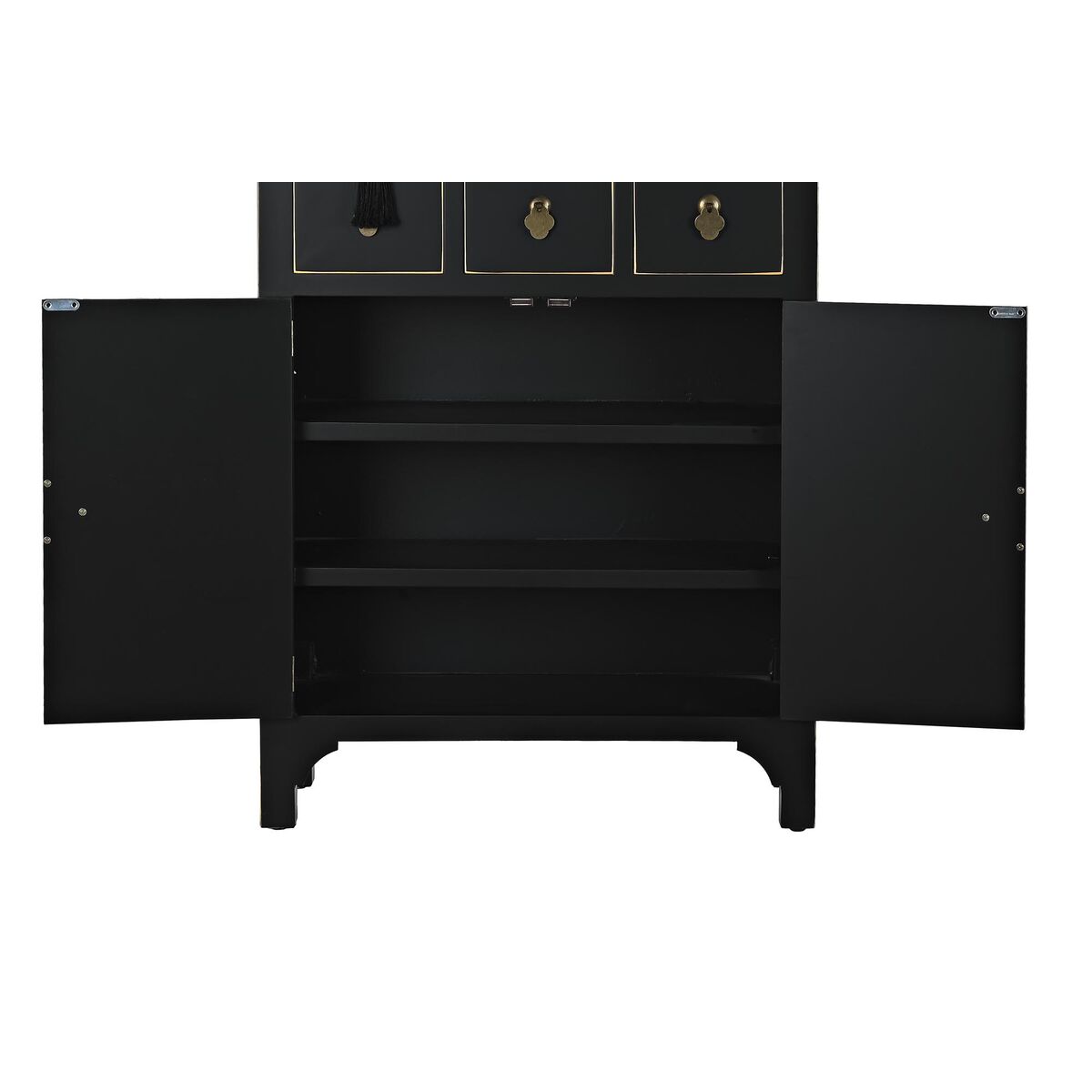 Byrå DKD Home Decor Svart Gyllene Gran Trä MDF Orientalisk 63 x 28 x 101 cm - 6