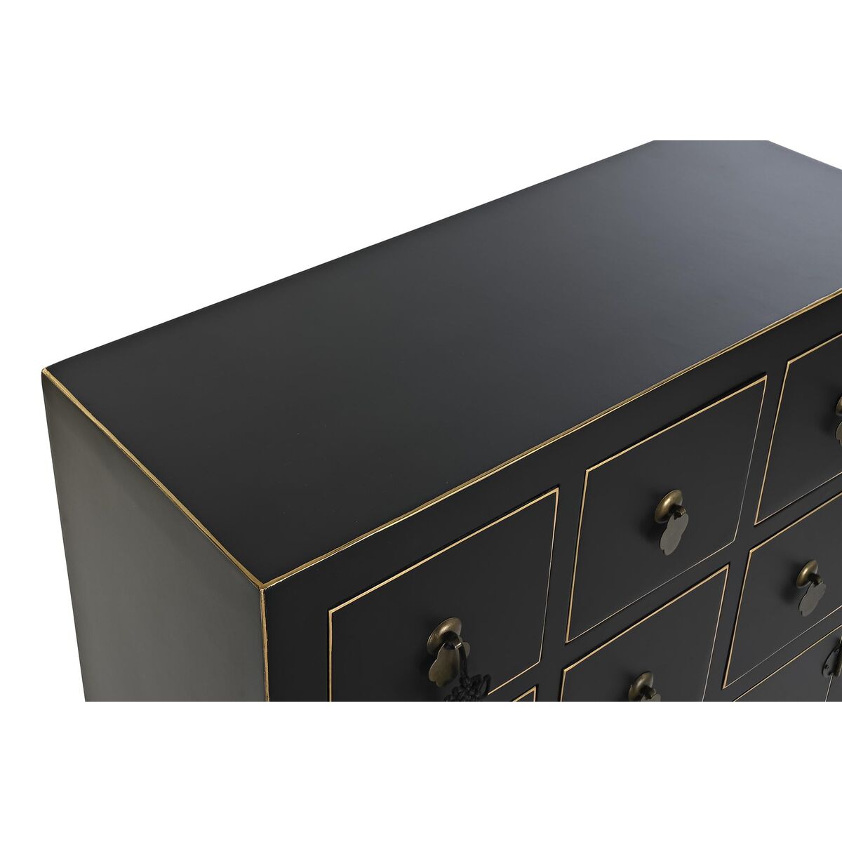 Byrå DKD Home Decor Svart Gyllene Gran Trä MDF Orientalisk 63 x 28 x 101 cm - 2