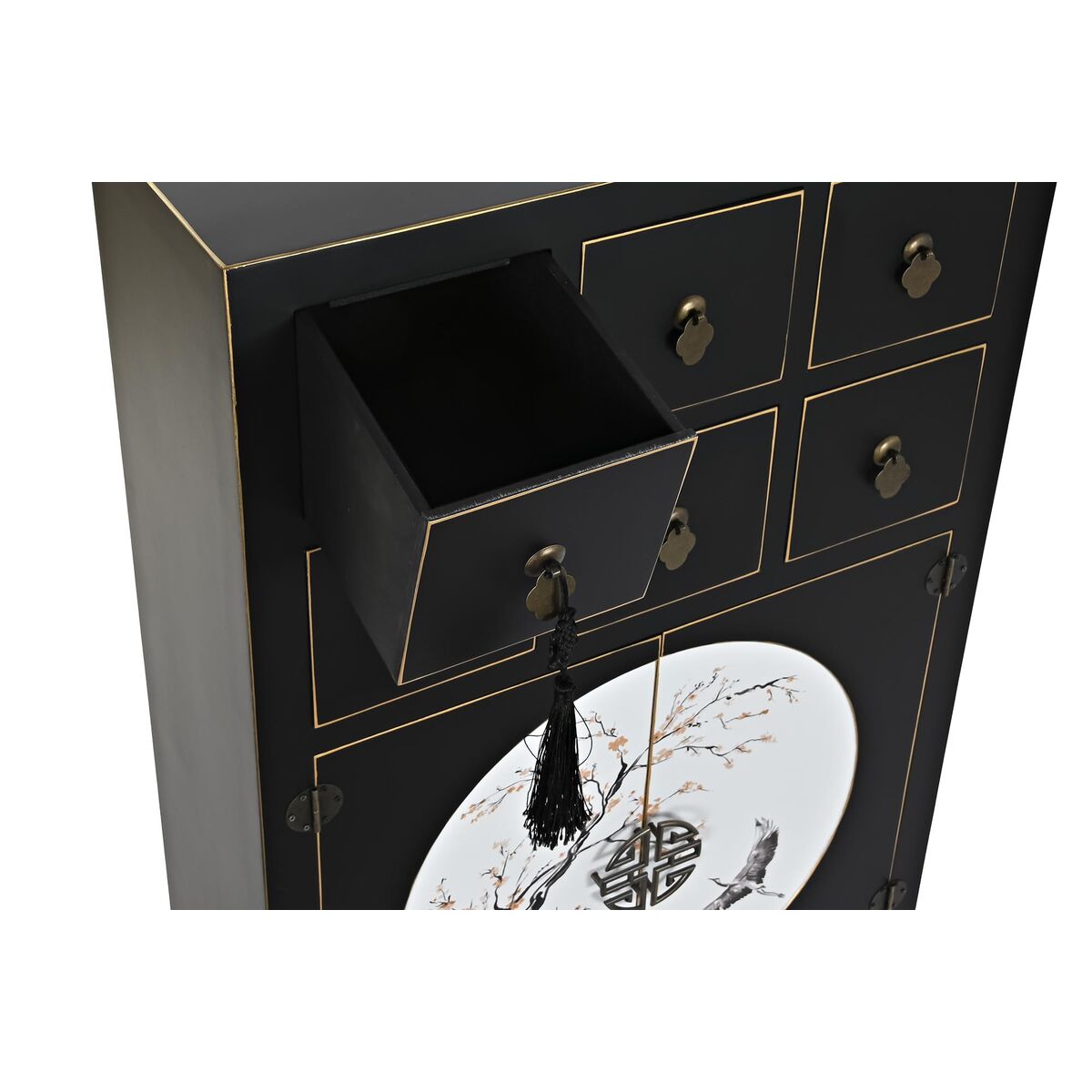 Byrå DKD Home Decor Svart Gyllene Gran Trä MDF Orientalisk 63 x 28 x 101 cm - 5