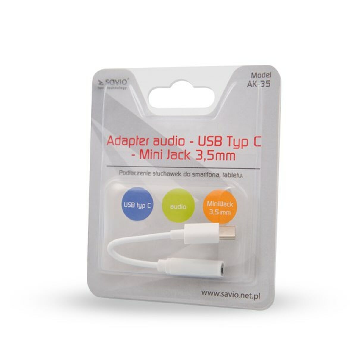 USB C till Jack 3.5 mm Adapter Savio AK-35 Vit 0,12 m - 4