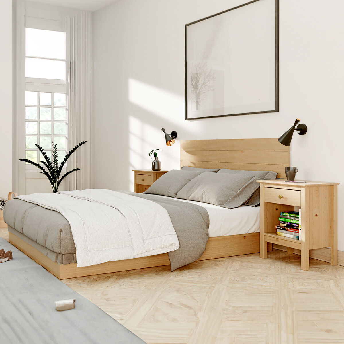 Nattduksbord Alexandra House Living Honung Tölgy Metall furuträ 47 x 60 x 35 cm 1 låda - 4