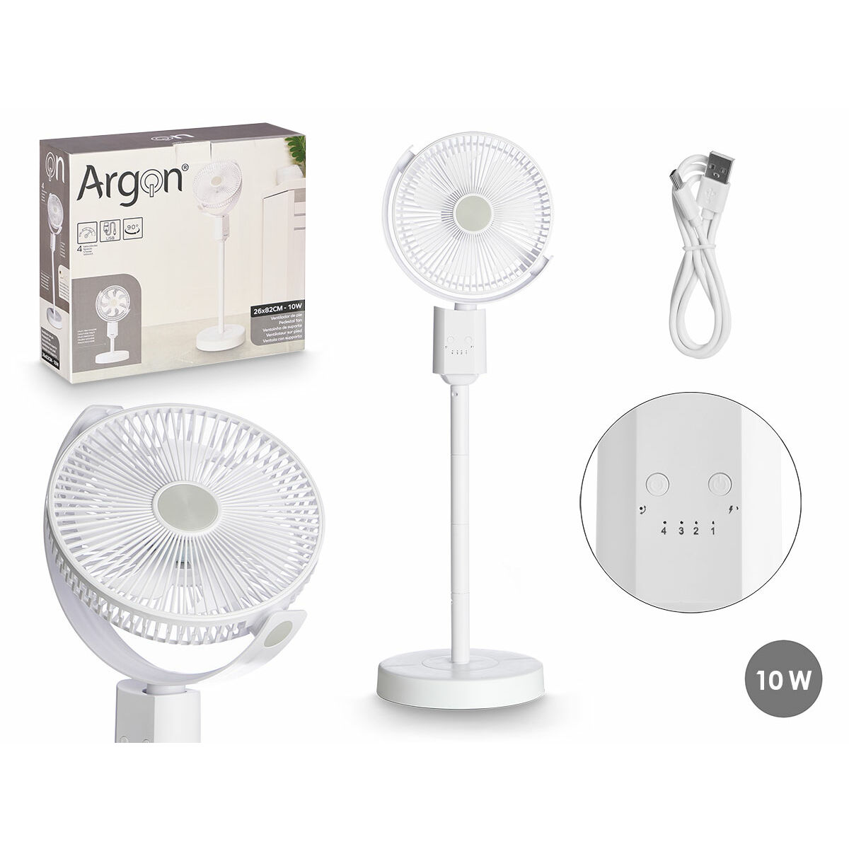 Stående Fläkt Argon Vit 10 W - 3