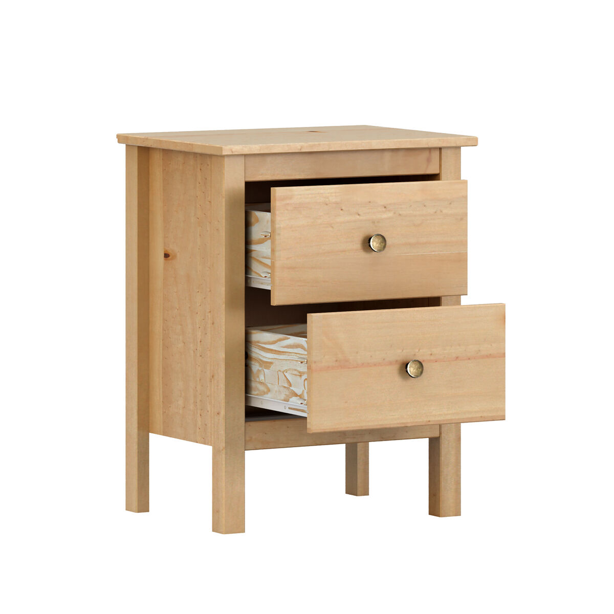Nattduksbord Alexandra House Living Honung Tölgy Metall furuträ 48 x 62 x 36 cm 2 lådor - 3