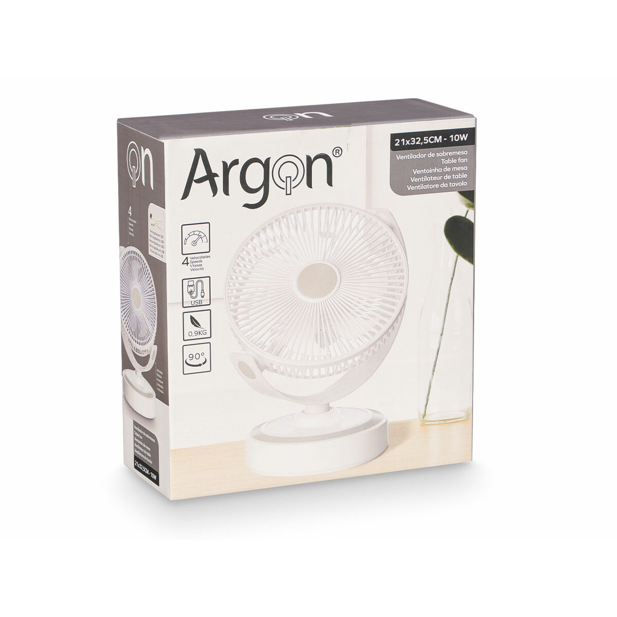 Bordsfläkt Argon Vit 10 W 21 x 28 x 32,5 cm - 3