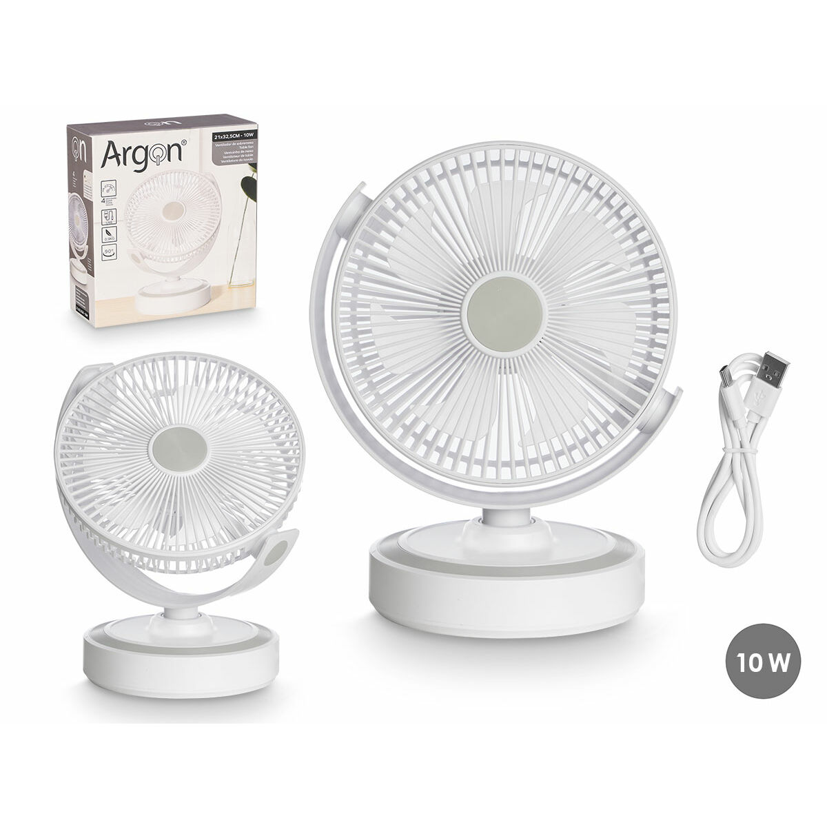 Bordsfläkt Argon Vit 10 W 21 x 28 x 32,5 cm - 2
