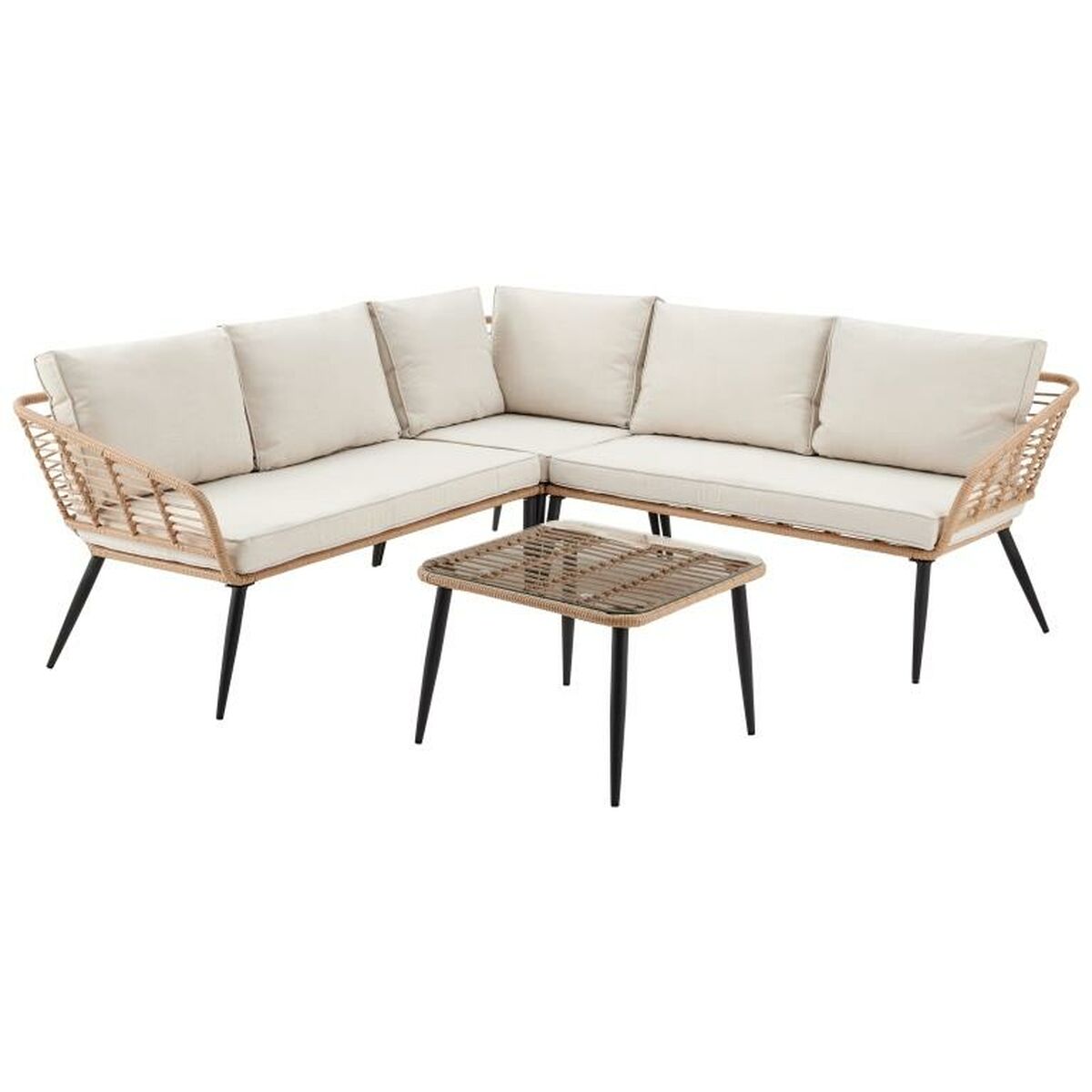 Trädgårdssoffa DKD Home Decor 128 x 75 x 72 cm Metall syntetisk rattan