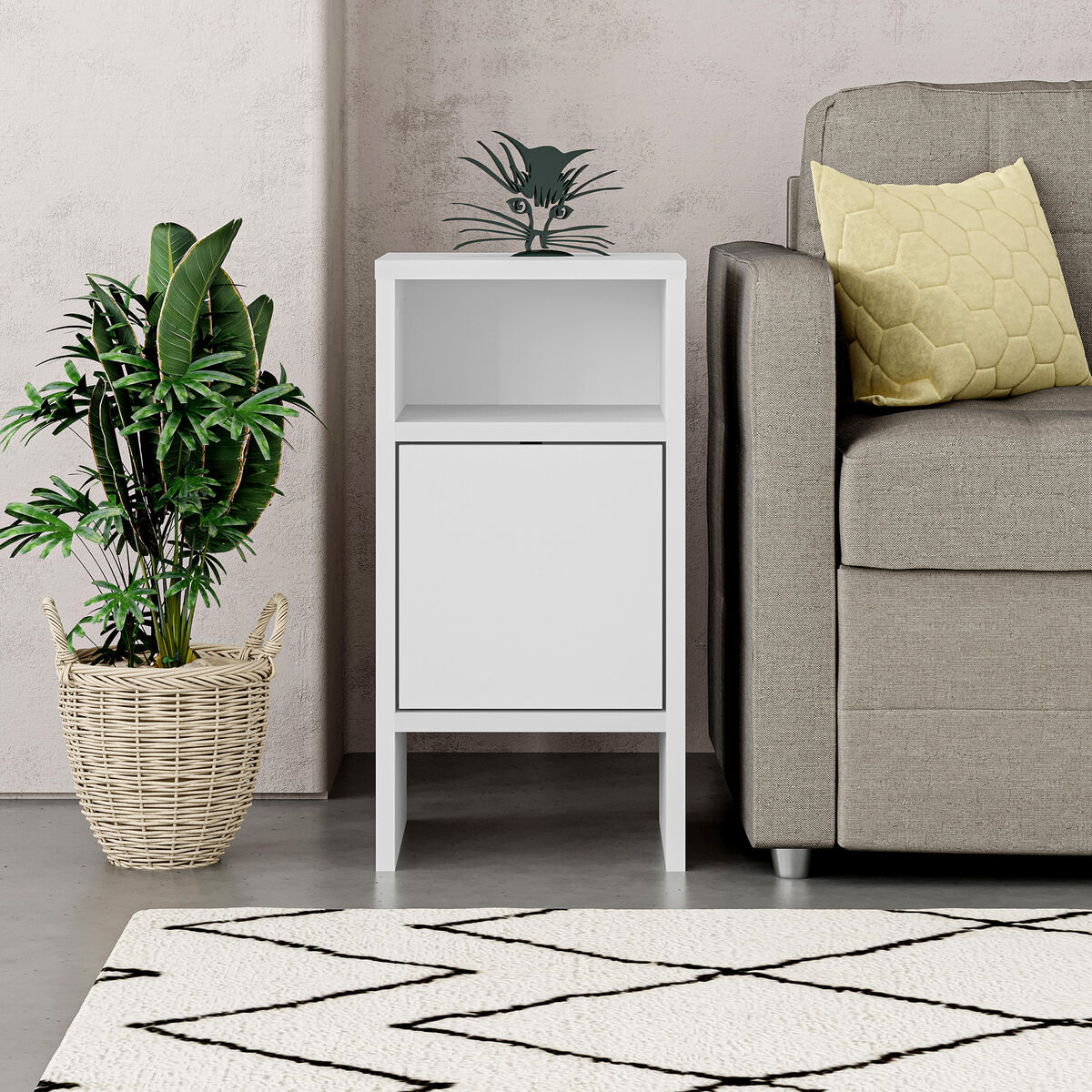 Nattduksbord Alexandra House Living Vit Trä MDP 29 x 59 x 29 cm 1 dörr - 3